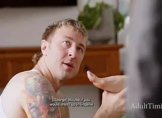 wife dominates old guy in 3some husband watches her femdom cuckold submission?