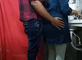 Virgin Boss Roughly Pounds Secretary in Office Bathroom Hidden Cam