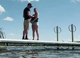public lake fuck nearly busted with big tits bouncing wildly