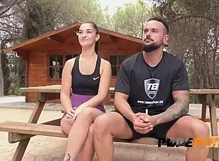 Candy Fly's Blindfolded Outdoor Threesome Surprise Ride