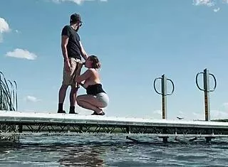 public lake fuck nearly busted with big tits bouncing wildly
