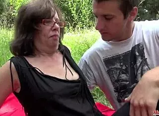 granny, feel my teen cock inches deep in your hairy pussy outdoors?