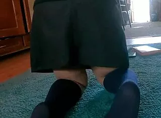 Bold Upskirt Spy Cam Catches Curvy Latina Student Skirt