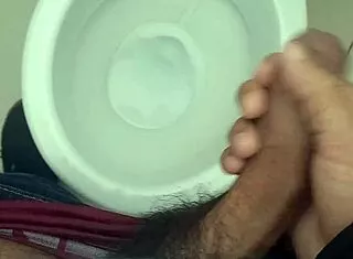 day 6 stroking my huge brazilian cock solo bathroom explosion