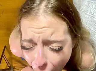 Deep Throat Gagging Leads To Bareback Facial Cumshot