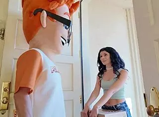 black-haired harley haze toys her shaved pussy then rides for cumshot interview