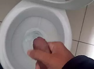 day 6 stroking my huge brazilian cock solo bathroom explosion