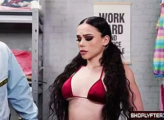 pervy officer spies young shoplifter then fucks her deep till swallow