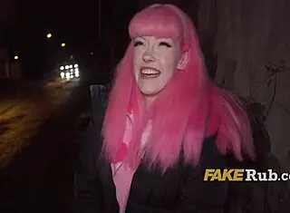 pink-haired euro slut flashes then gets POUNDED in public prague 🚀💦