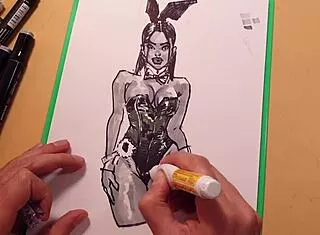 wanna see my hot latex girl sketch drawn quick?