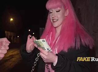 pink-haired euro slut flashes then gets POUNDED in public prague 🚀💦