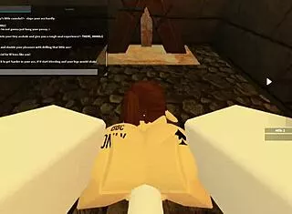 roblox slut deepthroats bends over for wet ass shaking cum