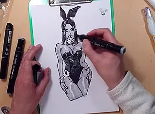 wanna see my hot latex girl sketch drawn quick?
