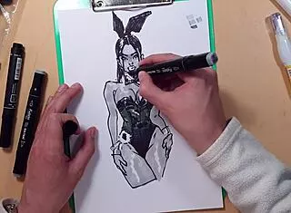 wanna see my hot latex girl sketch drawn quick?