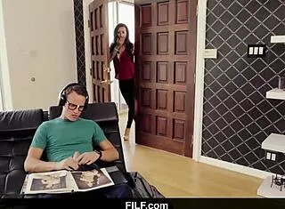 hey lily catches her stepson jerking to stepmom's big tits