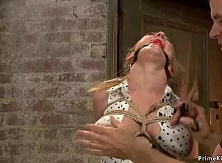 Huge Boobs Blonde Milf Hogtied and Toyed Roughly