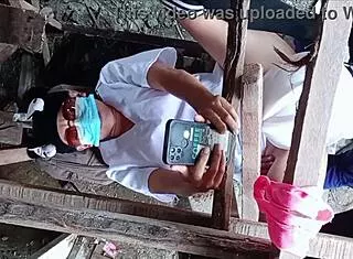 naughty company nurse tempts construction hunk for cock play on site.