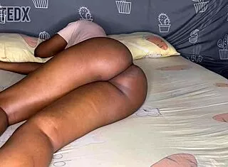 Sensual Ebony Babe Devours Monster Cock in Bedroom Creampie