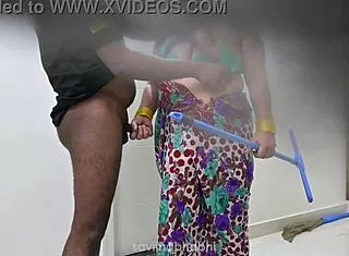 damn this telugu maid's huge natural tits bouncin' with landlord...