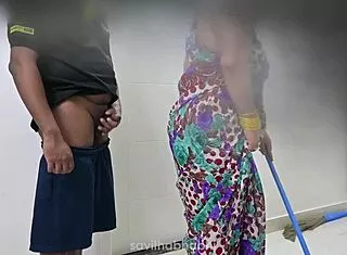 damn this telugu maid's huge natural tits bouncin' with landlord...