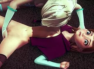 Futa Elsa Fingers Fucks Anna In Frozen Parody Shemale Masturbation Futanari