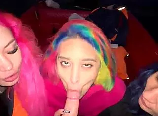 hey girls, surprise this guy with sloppy deepthroat blowjobs and cum kisses on the boat!