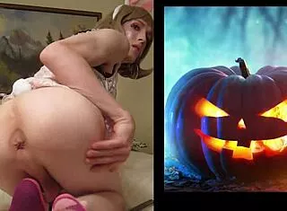 Big Dick Tranny's Halloween Cumshot Explosion!