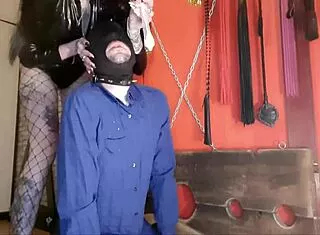 sperm games dominatrix dumps used condom cum over slave face