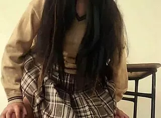 schoolgirl pulls skirt down for secret classroom creampie pov quickie