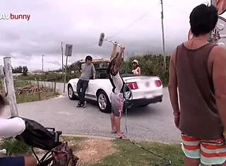 Hot Japanese babe preps porn scene intimately