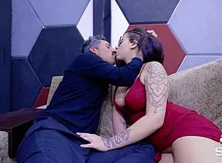 Mario spanks Gaby's ass and nipples with belt then gets her blowjob full vid