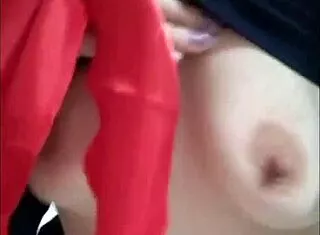 naughty babe flashes her tiny tits for everyone to see!