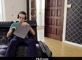 hey lily catches her stepson jerking to stepmom's big tits