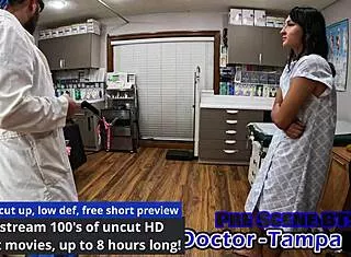 dr tampa gives zombae tampa university entrance physical with nurse gloves leggings tattoo spreading