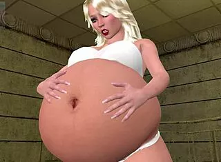 Ripping Clothes from Triplet Sisters' Inflating Asses and Bellies