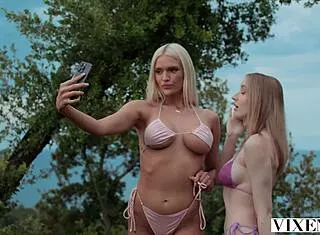 Blonde College Girls Polly Yangs Era Queen Share Cock Threesome