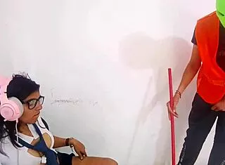 Janitor Rips Secretary's Clothes And Pounds Tight Pussy!