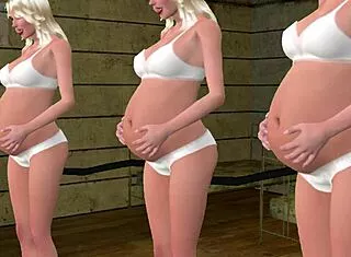 Ripping Clothes from Triplet Sisters' Inflating Asses and Bellies