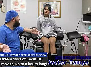 dr tampa gives zombae tampa university entrance physical with nurse gloves leggings tattoo spreading