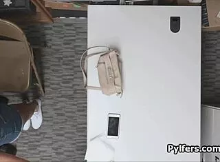 hey sec guard, why not slam this perky blonde teen right at work?