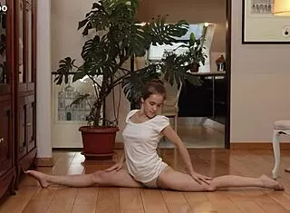 cute nicole murkovski stretches naked showing tight pussy and small tits