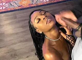 slim ebony babe deepthroats bbc for massive facial cumshot