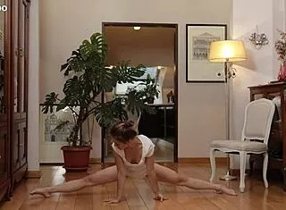 cute nicole murkovski stretches naked showing tight pussy and small tits