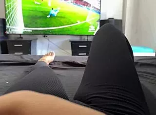 watching colombia game, i finger my juicy pussy in toilet