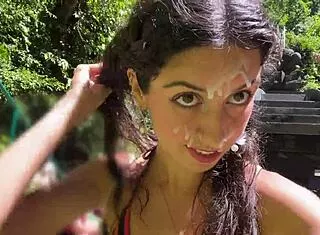 Skinny Lingerie Slut Takes Facial in Public Bathroom then Cumwalks Waterfall