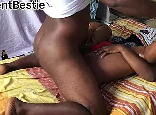 young couple fucks passionately missionary in bedroom with monster cock