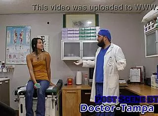 dr tampa gives zombae tampa university entrance physical with nurse gloves leggings tattoo spreading