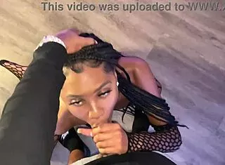 slim ebony babe deepthroats bbc for massive facial cumshot