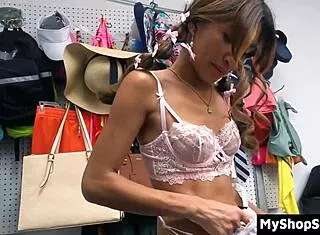 innocent asian teen pat searched and fucked hard at shop