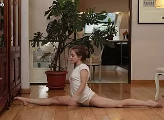 cute nicole murkovski stretches naked showing tight pussy and small tits